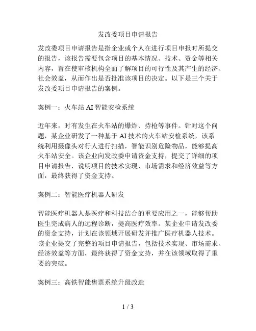 发改委项目申请报告