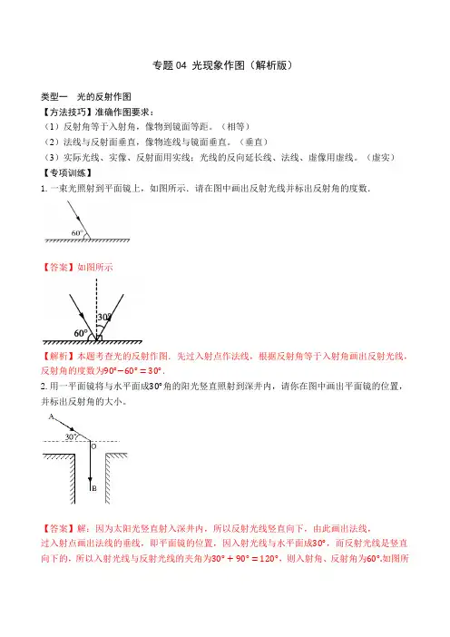 部编物理八年级上册专题04光现象作图(解析版)含答案
