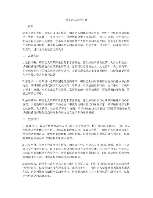 明星艺人运营方案