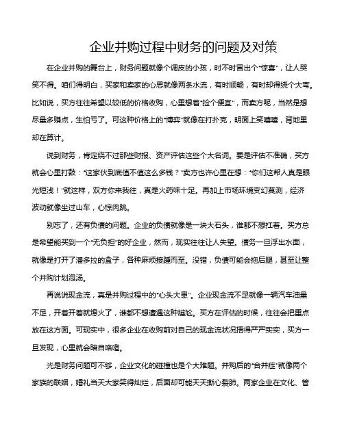 企业并购过程中财务的问题及对策