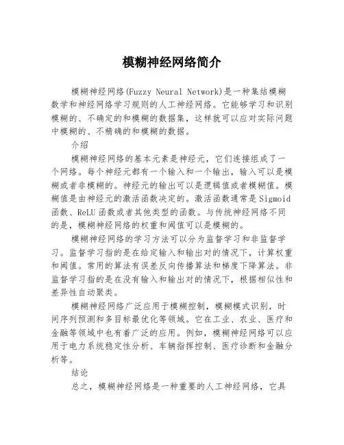 模糊神经网络简介