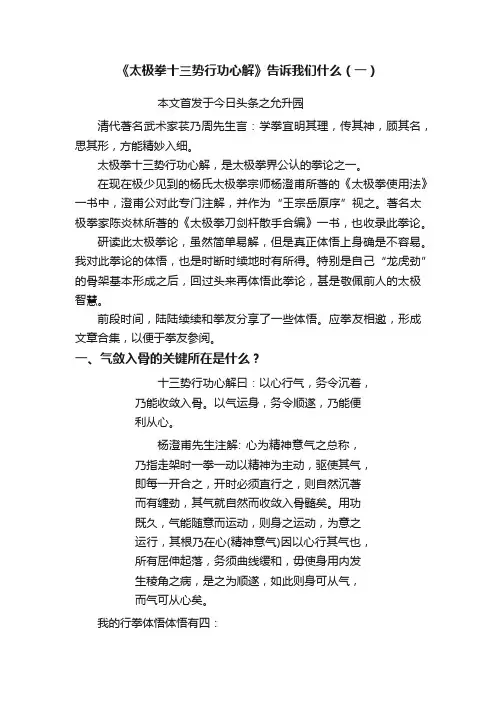 《太极拳十三势行功心解》告诉我们什么（一）