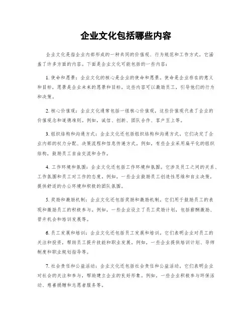 企业文化包括哪些内容