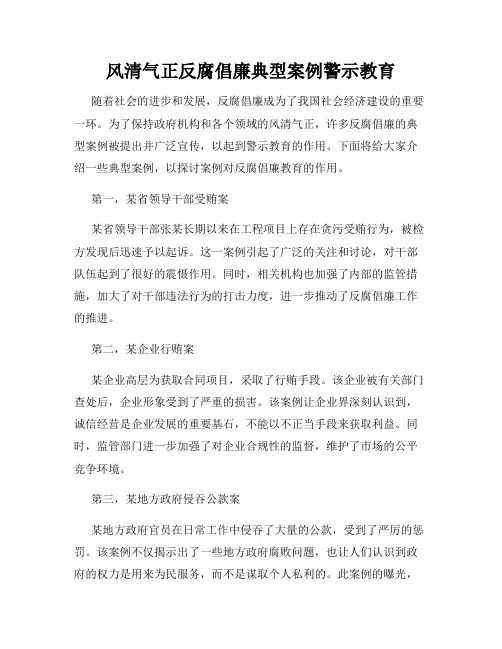 风清气正反腐倡廉典型案例警示教育