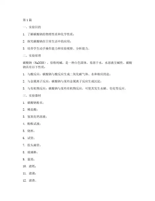 碳酸钠生活实验报告(3篇)