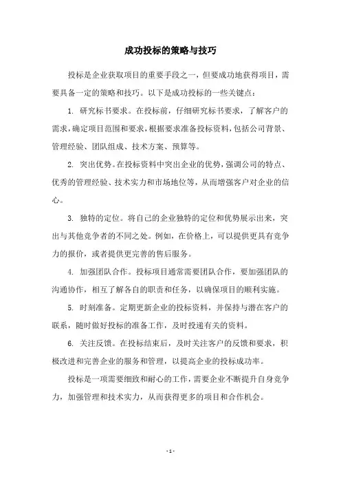 成功投标的策略与技巧