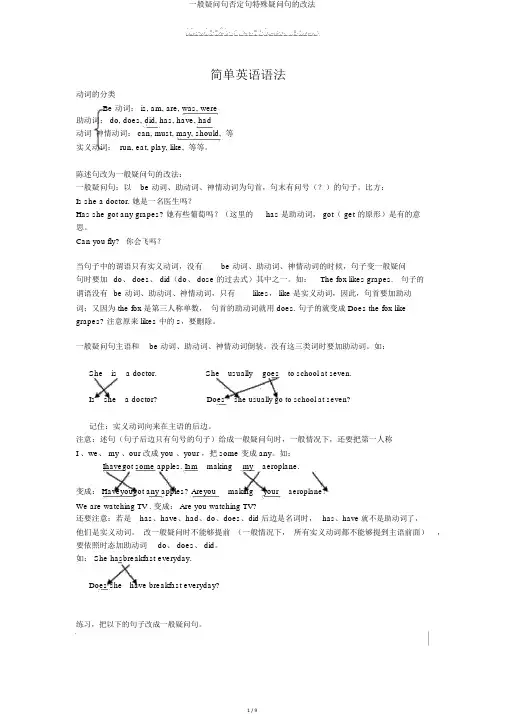 一般疑问句否定句特殊疑问句的改法 
