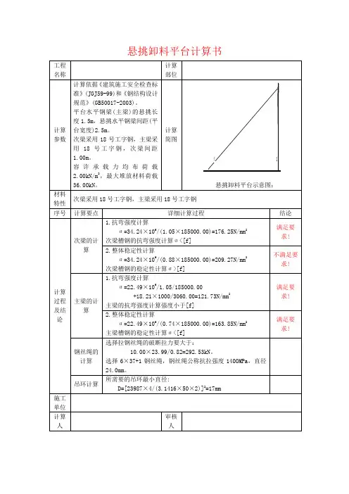 悬挑卸料平台计算书35kn