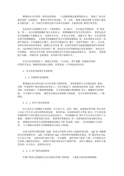 水分对植物生长的影响
