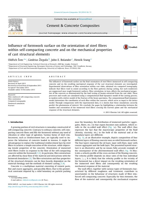 Influence of formwork surface on the orientation of steel fibres within self compacting concrete