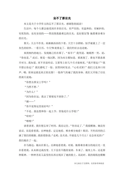 忘不了那目光_小学作文
