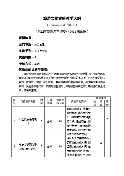 旅游文化实训教材