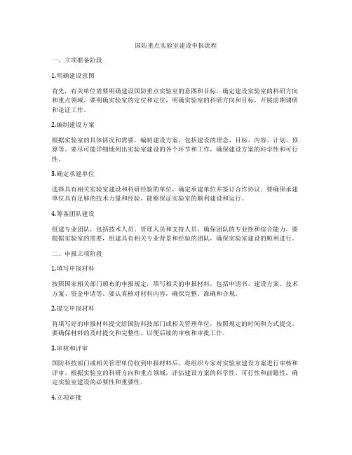 国防重点实验室建设申报流程