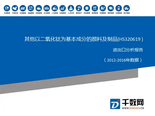 2012-2016年 其他以二氧化钛为基本成分的颜料及制品(HS320619 )进出口分析报告
