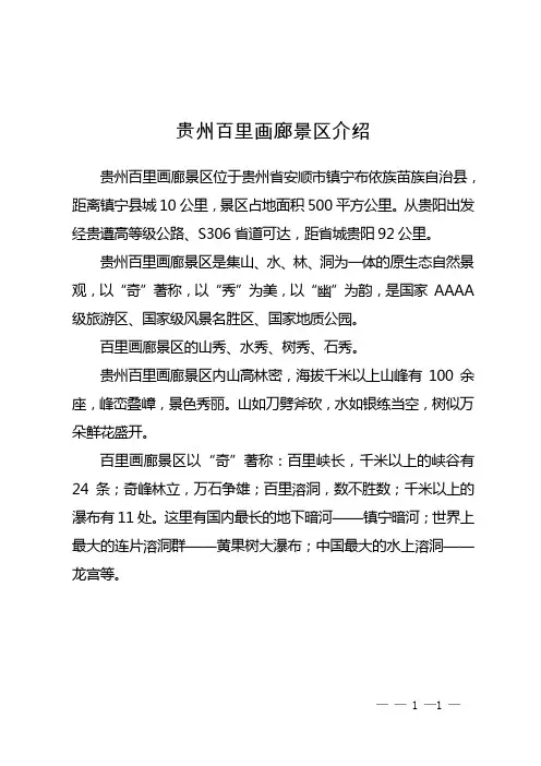 贵州百里画廊景区介绍