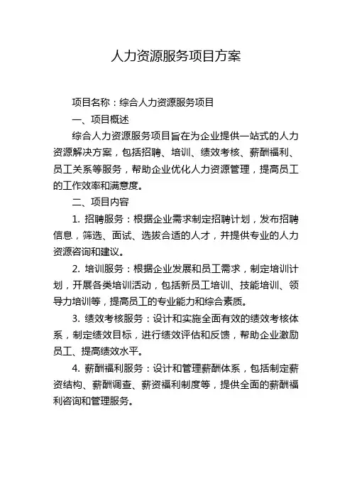 人力资源服务项目方案