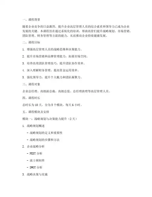 高管外训课程安排方案模板
