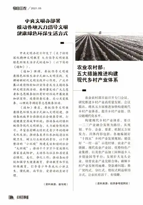 农业农村部五大措施推进构建现代乡村产业体系