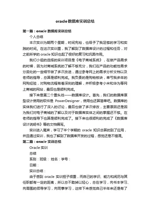 oracle数据库实训总结