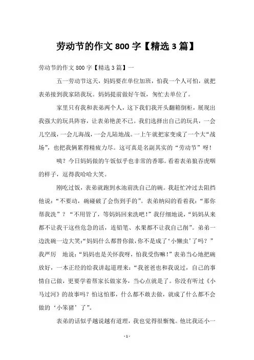 劳动节的作文800字【精选3篇】