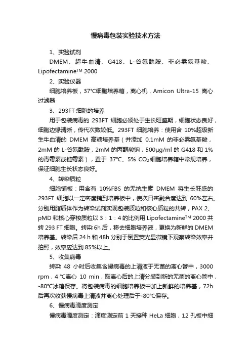 慢病毒包装实验技术方法