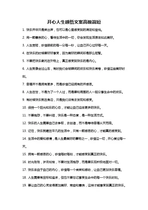 开心人生感悟文案高级简短