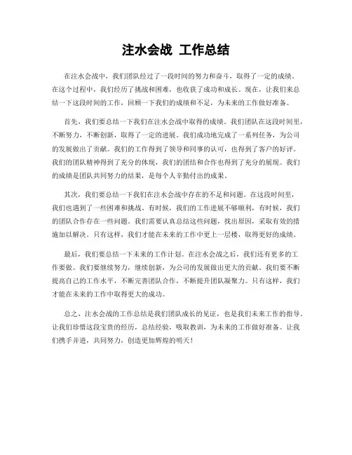 注水会战 工作总结