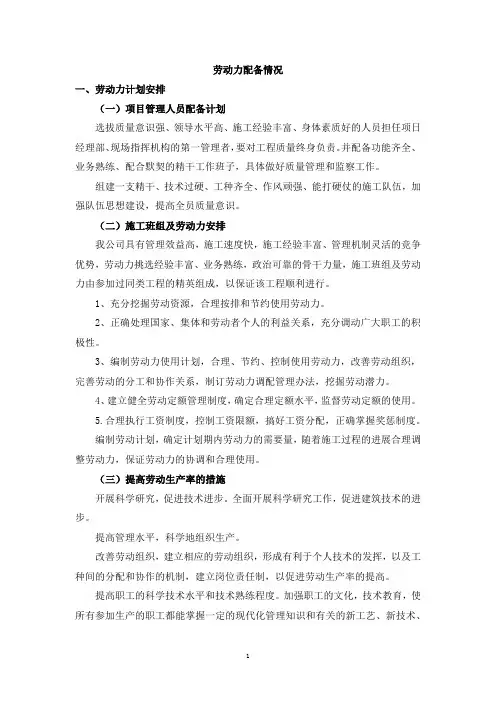 劳动力配备情况