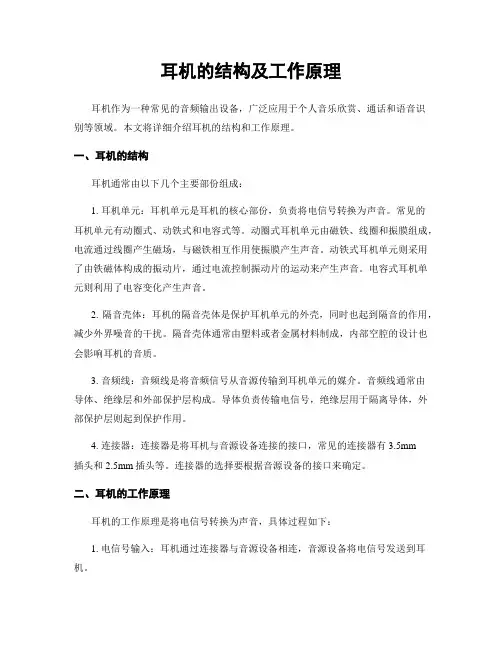 耳机的结构及工作原理