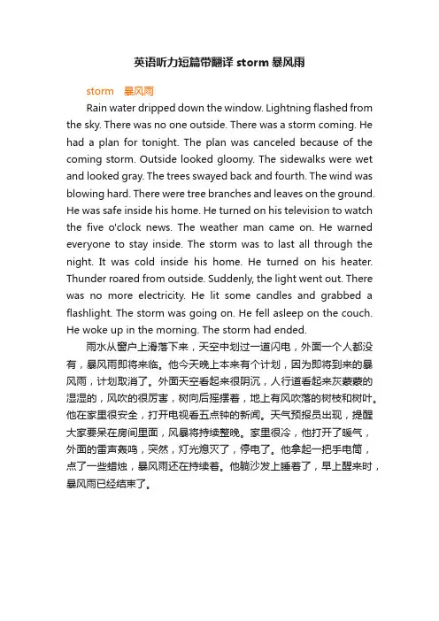 英语听力短篇带翻译storm暴风雨