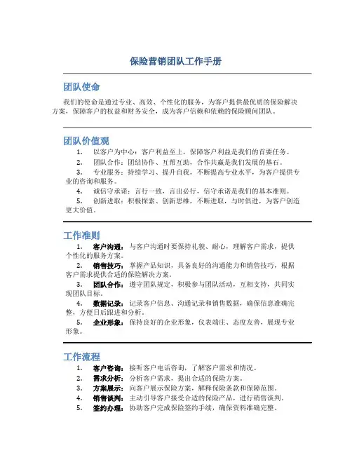保险营销团队工作手册