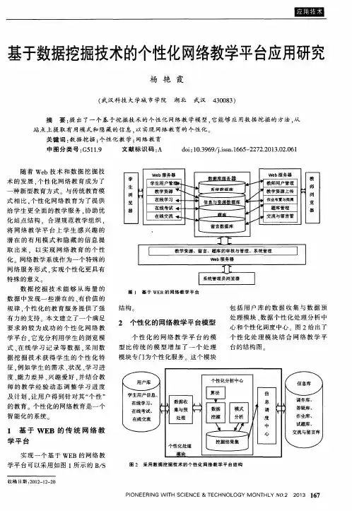 基于数据挖掘技术的个性化网络教学平台应用研究