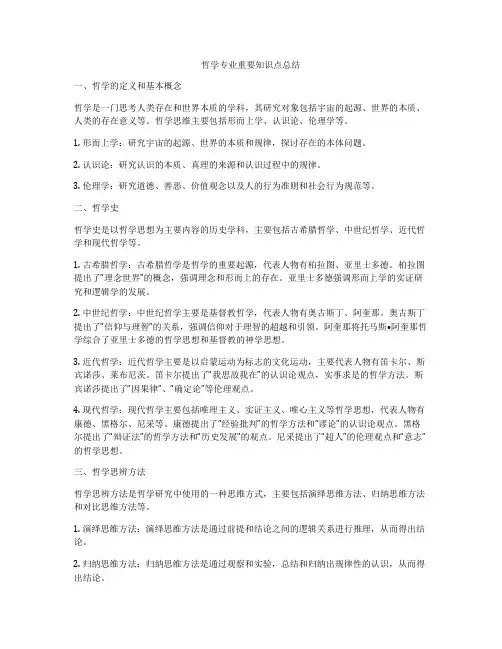 哲学专业重要知识点总结
