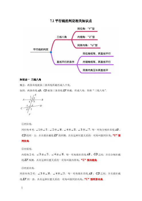 苏科版七年级数学下册-第七章 平面图形的认识(二)知识点