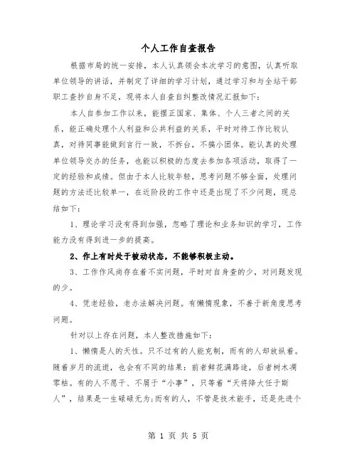 个人工作自查报告(2篇)