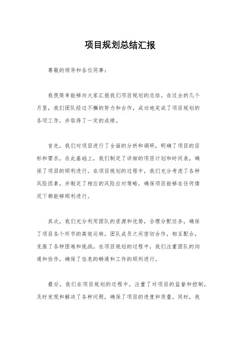 项目规划总结汇报