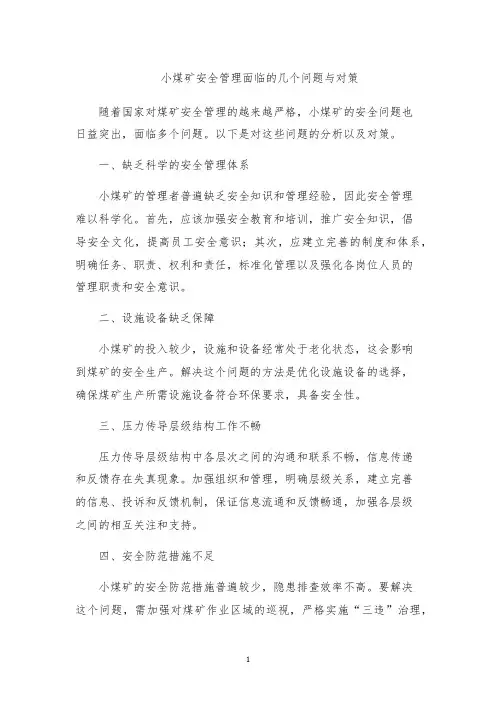 小煤矿安全管理面临的几个问题与对策