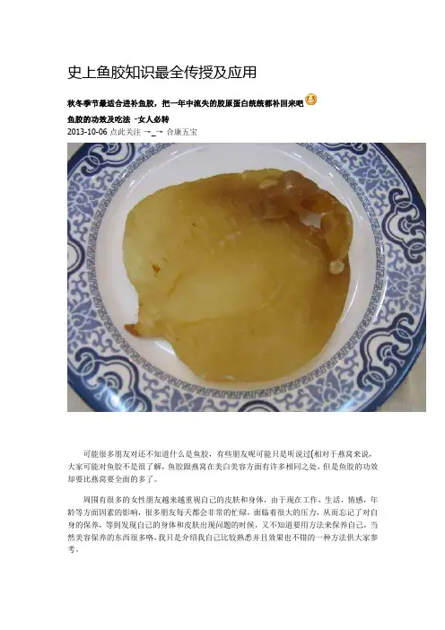 鱼胶知识最全传授及应用