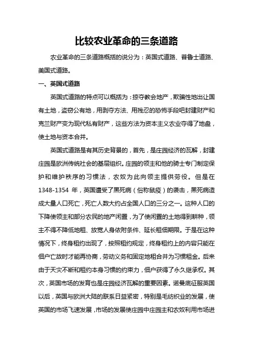 三种农业革命道路
