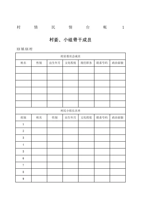 基层党建村情民情台帐