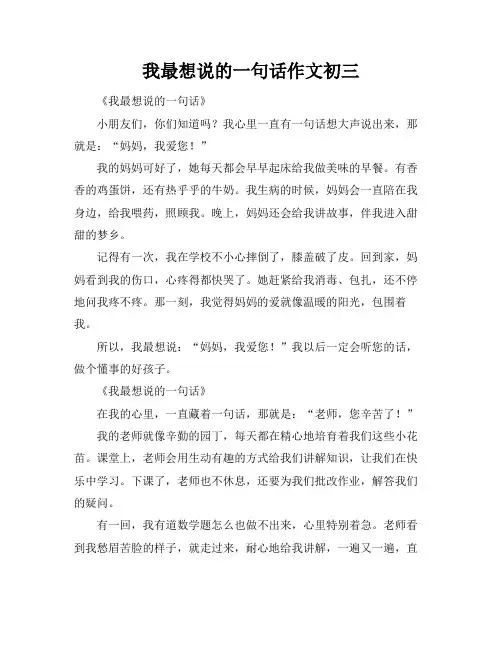 我最想说的一句话作文初三