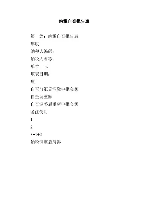 纳税自查报告表