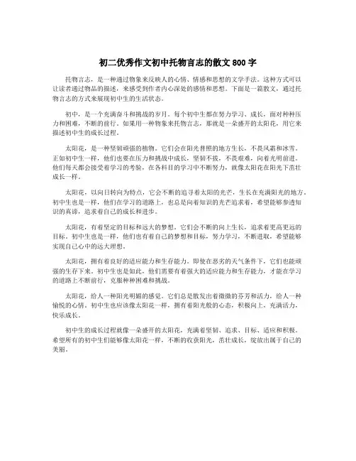 初二优秀作文初中托物言志的散文800字