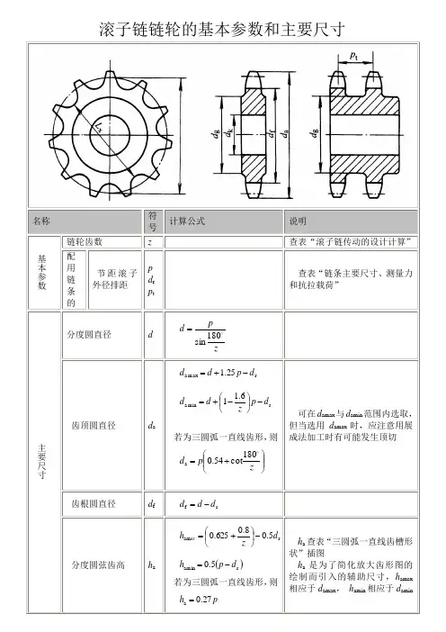 滚子链链轮的基本参数和主要尺寸