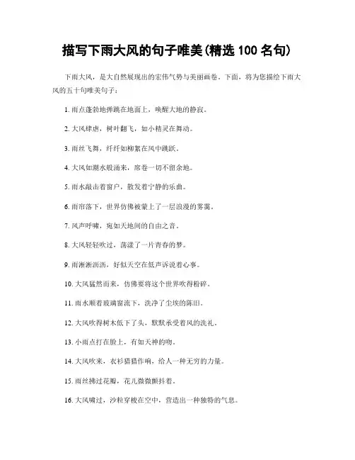 描写下雨大风的句子唯美(精选100句)
