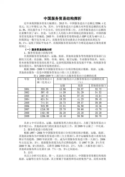 中国服务贸易结构探析