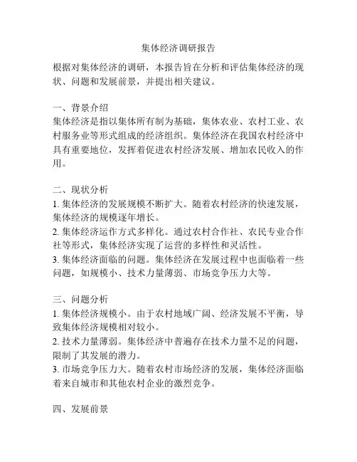 集体经济调研报告