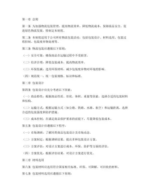 物流规划包装管理制度范本