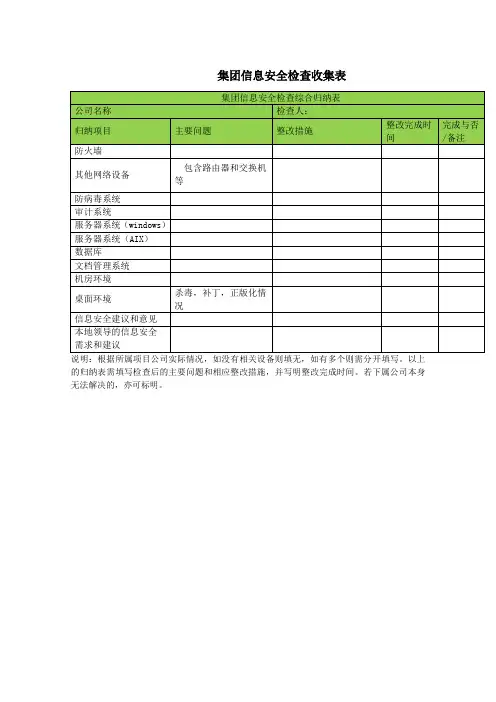 信息安全检查收集表