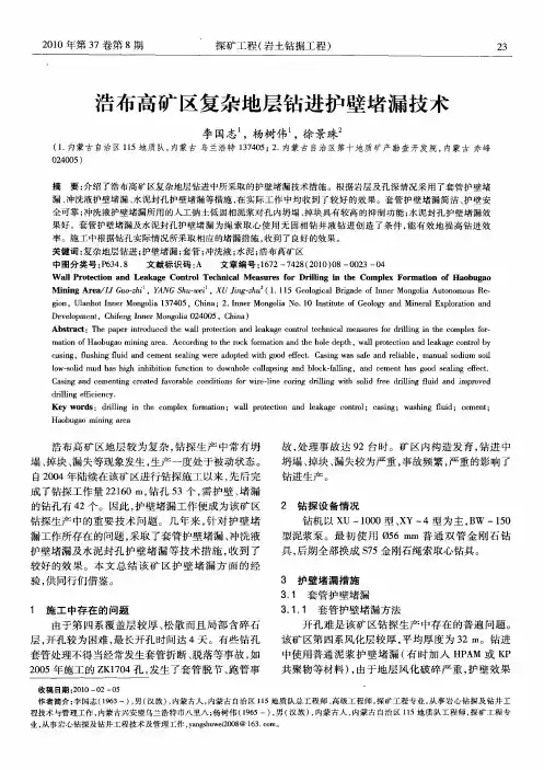 浩布高矿区复杂地层钻进护壁堵漏技术